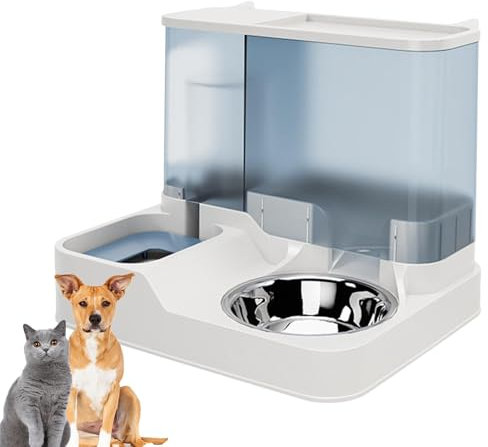 Comedero y Dispensador Automático de Comida y Agua para Gatos - Todo en Uno - Alimentador por Gravedad para Perros Pequeños y Cachorros