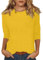 Polo Shirts for Women UK Women's Lightweight Solid Color Tops 3/4 Sleeve Casual Gym Fashion Daily Ladies Summer Round Neck T-Shirts 02-Yellow XL