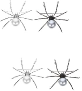 SAFIGLE 4 Stück Spinnen Brosche Kragen Dekoration Hochzeit Ansteckblume Bogen Kleidungsetiketten Gothic-schmuck Gotische Broschennadel Halloween-spinnen-label-pin Spinnen-halskette Perle
