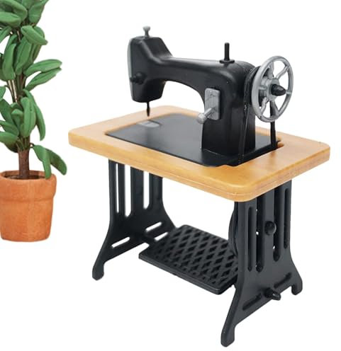 Nähmaschinen-Szenenmodell, kleine Nähmaschinen-Statue | Kleine Retro-Modell-Nähmaschinenstatue | Landschaftsornament, Puppen-Einrichtungszubehör für Esszimmer, Wohnzimmer