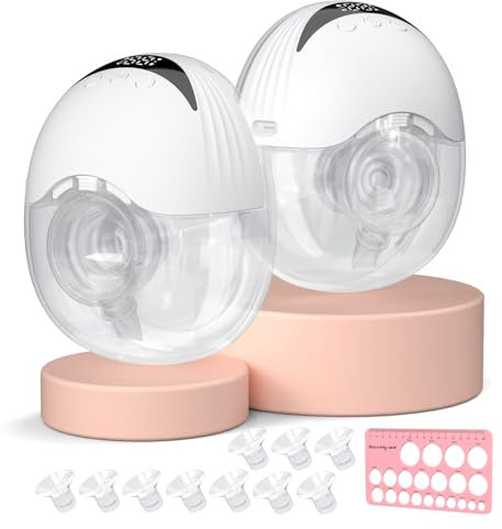 NEZART Milchpumpe Elektrisch Freihändig zum Sammeln von Muttermilch, [4 Modes & 12 Levels], Inklusive 13/15/17/19/21mm Flansch und Brustwarzenlineal