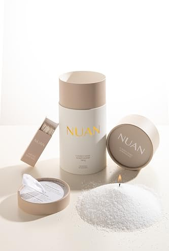 NUAN Kerzensand mit Docht Geschenkidee Dekoidee Natürliches Pflanzenwachs 500 g 30 Dochte Vegan Perlenkerzen erneuerbare Kerze (Vanilla & Cocos)