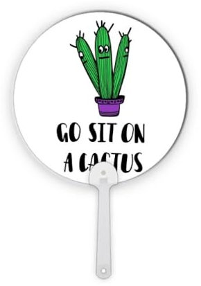 no/no Go Sit On A Cactus Art Deco Modischer runder Handventilator aus Kunststoff