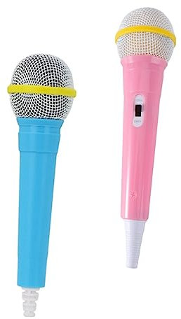 TOBBOMEY 2pièces Lot de Microphones Jouets Haute Simulation Factices pour Garçon Fille Accessoire De Karaoké