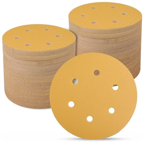 Sruhrak Sanding Discs 150 mm 100 pezzi, sanding disc pad a 6 fori da 320 Grit per Sandpaper for Orbital Sander e tutti gli utensili oscillanti