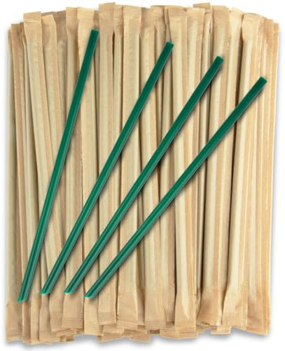 Sukh 100 Pcs Individually Wrapped Straws - Green Plastic Straws Disposable Plastic Drinking Long Individually Paper Wrapped for Home Use Milk Juice Drinks