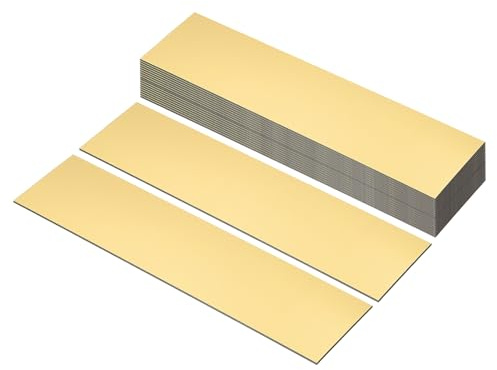 PATIKIL 8x2 Blank Name Plates, 30 Pack Custom Engraved Name Plate Rectangle Laser Engraving Blanks for Personalized Nameplates Office Door DIY Painting Supplies, Gold, Black