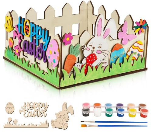 BOFUNX Kinder Osterkörbchen Holz Osterkörbe zum Befüllen und Malen Osterkörbe Geschenkkörbchen Osternest für Kinder Ostereiersuche Ostergeschenke