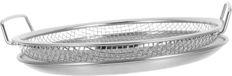 Genérico 1 Juego De Bandeja De Drenaje De Acero Inoxidable Filtro De Vapor Comida Frita Escurridor De Aceite Rejilla De Drenaje De Aceite Para Barbacoa Freidora Cesta Colador