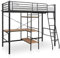 Hochbett mit Tisch, Zwillingsrahmen, verstellbarer Tisch, Schlafbett für Erwachsene und Kinder Metall wechselbares Dachbett mit Schreibtisch