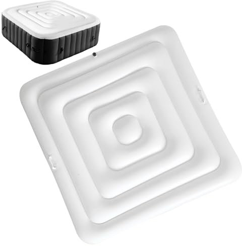 Veesper Couvercle de Bain à remous Gonflable de 4, 2 Pieds, Remplacement du Couvercle Spa étanche et isolé avec des poignées, Protecteur à poussière pour bacs remous carrés