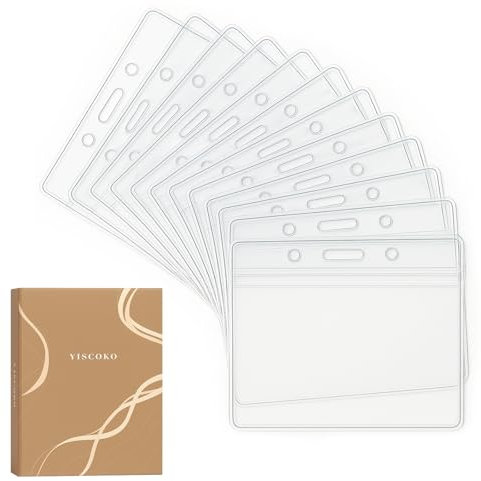 YISCOKO 12 porta tessere in plastica, trasparente, orizzontale, impermeabile, porta badge, badge identificativo, 10 x 8,5 cm (lunghezza x larghezza)