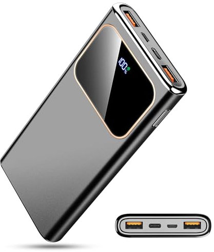 Power Bank Fast Charging 10000mAh, 22.5W Portable Charger USB C Input & Output Powerbank with LED Display, PD3.0 QC4.0 Phone Battery Pack for iPhone16/15/14/13/12, Samsung, Android More (Onyx Black)