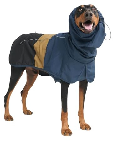 Spark Paws Dog Raincoat, Waterproof Coat Rain Jacket for Small Medium Large Dogs, Reflective Breathable Full-Body Coverage - Blue Gold Black - 3XL