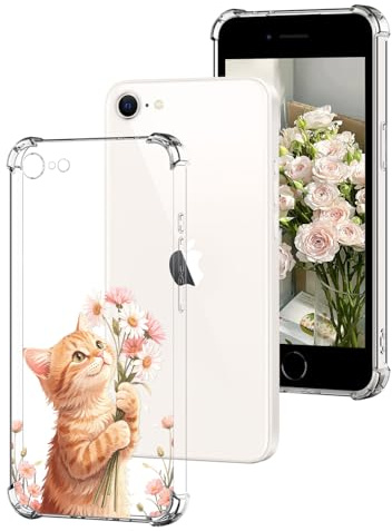 DiaryTown Transparent Hülle für iPhone 8 / iPhone 7, Orangefarbene Katze | für iPhone SE 2020 / SE 2022 5G Case, Süß Muster, Silikon, Kratzfest, Stoßfeste Schutzhülle, Kameraschutz, Anti-Vergilbung
