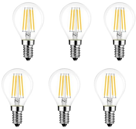 Y.W.Licht E14 6W Dimmbare Glühbirnen P45 Tropfenform Filament LED Edison Lampe G45 Warmweiß 2700K Fadenlampe ultrahell Rustikalampe Bulb für Kronleuchter & Tischlampe 6 Stück