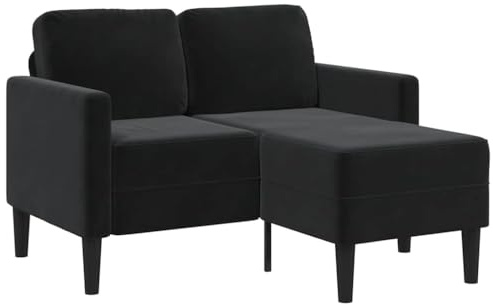 ZQQLVOO 2-Sitzer-Sofa mit Chaiselongue L-Form Schwarz L-Form Sofa mit Chaiselongue, Samtstoff Bezug, Platzsparendes Design für Wohnzimmer 125 cm Samt
