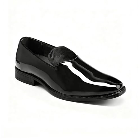 YFFUSHI Loafers Uomo Pelle Verniciata Lucida Scarpe da Cerimonia Senza Lacci per Matrimonio Ufficio Guida