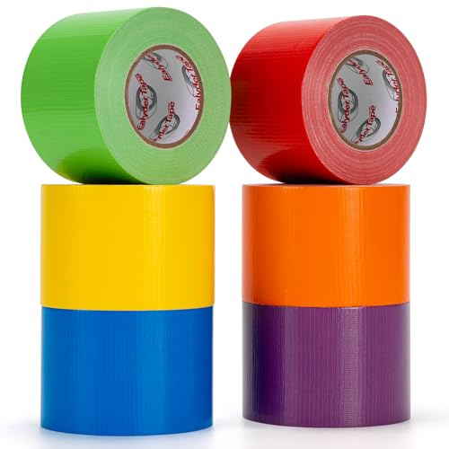 6 Rouleaux Ruban Toilé Coloré 50mm x 13,7m Fort Adhésif Polyvalent | Ruban toilé coloré pour emballage, bricolage & marquage. Fort adhésif, imperméable, déchirable à la main, peu résiduel.