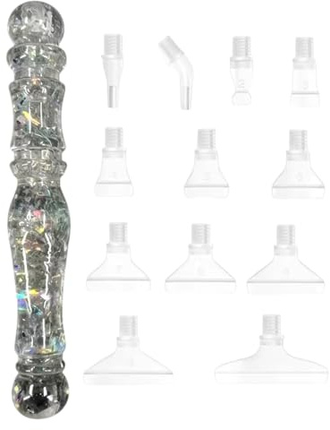 Diamantkunst Malerei Stifte Sets, Glitzernde Diamond Art Pen Werkzeuge Zubehör mit 12 Spitzen, 5D Handgefertigte Malerei Bohrstift, für DIY Bastelarbeiten,Komfortgriff und Schnellere Bohrung