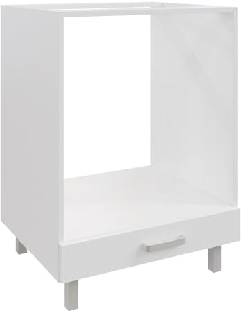CULIMI Meuble bas pour four 60 cm blanc brillant – Armoire de cuisine moderne pour four encastrable sur pieds – Système de cuisine modulaire – Idéal pour les petites cuisines, appartements