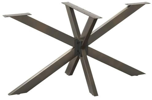 mzdioop Esstischbein in Spinnenform aus Naturstahl pulverbeschichtet 150x78x(72-73) cm mit verstellbaren Nivellierfüßen stabiles Metall Möbelfuß für Esstisch und Schreibtisch