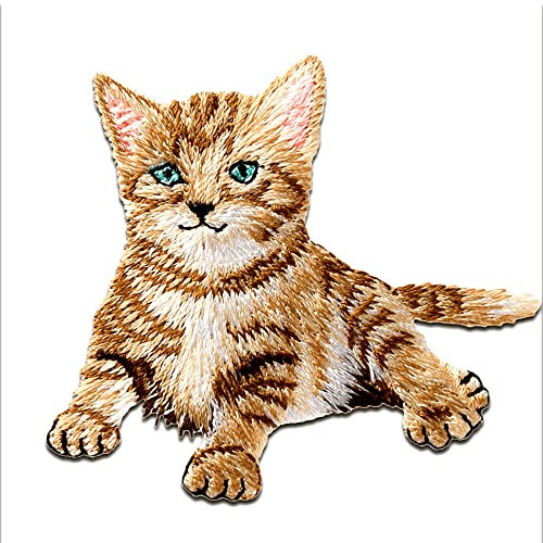 Catch the Patch Katze liegt Tier - (Größe: 5,2 x 6,1 cm) – Aufbügler & Applikationen in verschiedenen Größen – Ideal für Kleidung, Schulranzen, Jeans & Rucksäcke
