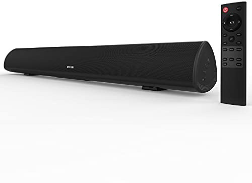 Sound Bar, Bestisan 80W Home Theater Soundbar System with HDMI-ARC Function, Wired and Wireless Bluetooth 5.0 Audio Speaker (Treble/Bass Adjustable,34-Inch, Wall mountable)
