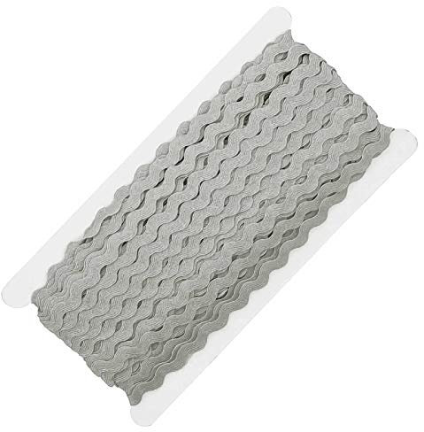 25m Zackenlitze Borte Zick-Zack-Borte auf Karte, 5/9mm breit, Viskose, waschbar, 15 Farben, Farbe:hellgrau