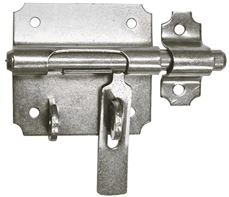 Verrou de box à porte-cadenas - Course : 32 mm - Diamètre : 10 mm - Platine : 65 x 61,5 x 1,5 mm - ITAR