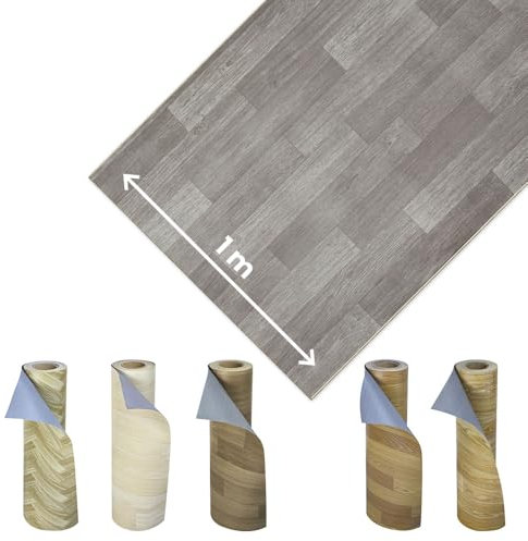 OLIVO.Shop Tappeto PVC Effetto Legno Rivestimento Pavimenti in PVC Vinile Pavimento al Metro Design Legno Impermeabile, Rotolo Facile da Tagliare 1 Metro (Grey, 1x3m)