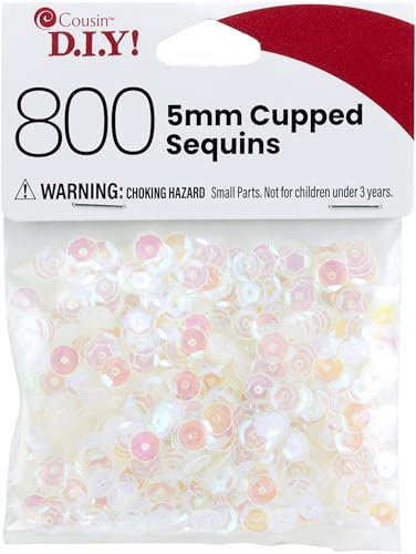 Cousin DIY 40000864 Cupped Sequins Kristall-Pailletten, schillernd, 5 mm, 800 Stück, Kunststoff Harz, farblos