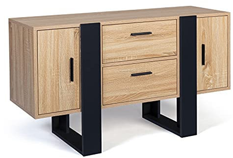 IDMarket - Sideboard, niedrig, 105 cm, Phoenix, Holz und Schwarz