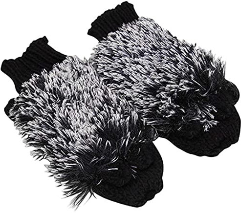 GHCXY Unisex-Erwachsene Fäustlinge Damen Winter Handschuhe Igel Einfache Form Warm Outdoor Glamouröse Baumwolle Handschuhe Strickhandschuhe Schwarz M