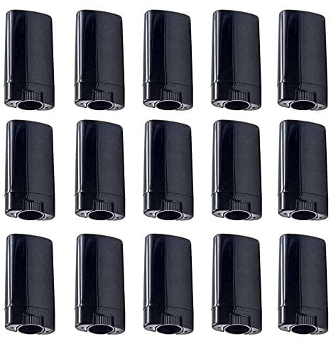 Minsily 20 Stück 15 ml Leere Deodorant Behälter,Kunststoff Leere Lippenbalsam-Tuben,Deo Behälter Leer Ovale Deo-Behälter,Deo Behälter Leer Lippenstifthülsen Kunststoff DIY Buntstift,Chapstick(Schwarz)