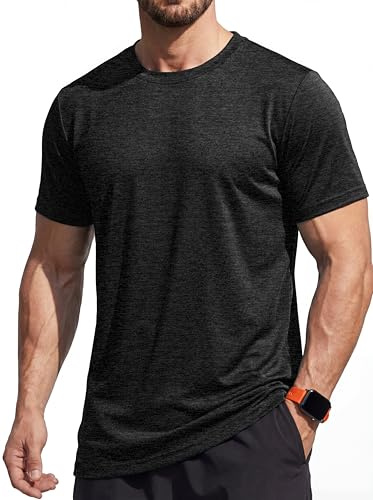 MAGCOMSEN Running Shirts for Mens Activewear Tops Workout Shirts Moisture Wicking Dry Running Sports Short Sleeve Training T-Shirt Black, M