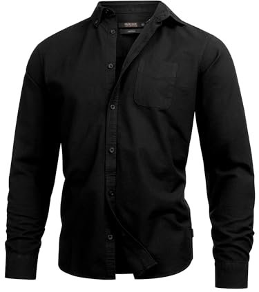 Indicode Herren Kepner Hemd mit Brust-Tasche aus Baumwolle | Herrenhemd für Männer Black, M