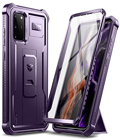 Dexnor - Coque pour Samsung Galaxy S20 Plus 5G, protection d'écran intégrée et béquille, protection de qualité militaire résistante aux chocs - Violet