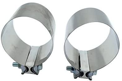 1 Pair 2pcs SHLPDFM 4 Inch Exhaust Band Clamp T304 Stainless Steel Butt Joint Band Exhaust Clamp Sleeve Coupler Universal for The Catback Muffler Downpipe
