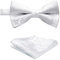 HISDERN Herren Weiß Fliege Floral Paisley Jacquard Verstellbare Fliege Einstecktuch Mit Hochzeit Party
