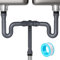 NiHome Expandable Flexible 1 1/2 or 1 1/4 P-Trap Pipe for Double Kitchen Sink, with Adapter Sealing Ring Tape Drain Tubing Pipe Kit for Kitchen Sink Drain & Garbage Disposal (Grey)