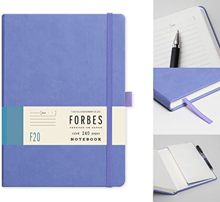 Tangible Stationery Co. Ltd - FORBES Classic Notebook A5 Lined - 240 Pages - 80gsm Ivory Paper - Elastic Closure - Document Storage Pocket (Lilac)