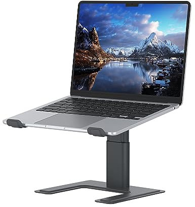 ALASHI Laptop Stand for Desk, Computer Stand Adjustable Height, Ergonomic Notebook Laptop Riser, Aluminum Metal Holder Compatible with 10 to 17.3 Inches Notebook PC Computer, Grey