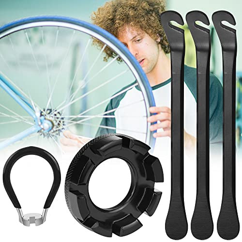 Kleemeiero 3 Reifenheber Fahrrad Speichenschlüssel Größe 10-15 Speichen Werkzeug kit Reifenheber Fahrrad Universal Nippelspanner Fahrrad Nippelschlüssel Speichenspanner zum Zentrieren Reparieren