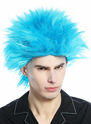WIG ME UP - CW-030-PC40 Perücke Damen Herren Karneval Blau Igel Punk Wave 80er hochtoupiert