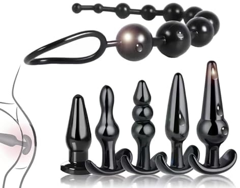 Silicone Anal Plug Butt Plug Beads Kits 6 PCS Anal Training Toy G Spot Prostate Expansion Stimulation Prostate Massager Anal Stimulator Sex Toys Adult Toys for Gay Lesbian Couples