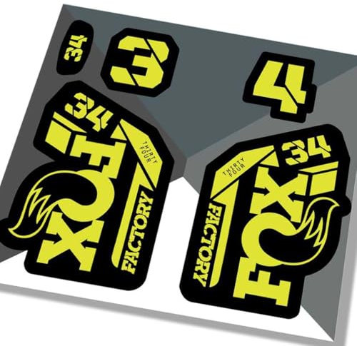 Fox 34 Factory Fork Decals 2021 – Gelb – lizenziert von Fox GLOSS