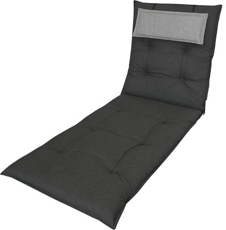 LILENO HOME Sonnenliege Auflage als [1er Set - Rollliege] in Anthrazit - Gartenliegen Auflage perfekt für Strandliege - Polster Auflage für Gartenliege (188x60x8cm) MAR