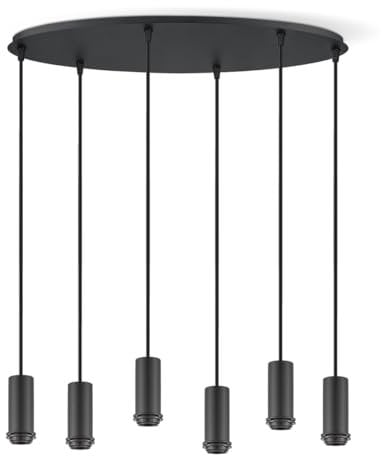 Home Sweet Home Moderne Pendelleuchte | Schwarzer Industrie-Look, 6-flammig, E27 | 60×22×137,5 cm | Lampenschirm montierbar | Für Wohnzimmer, Ess- & Schlafzimmer