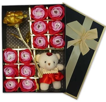 DAMAS DESIGN Geschenkset für Frauen - Romantik pur für besondere Anlässe wie Geburtstage, Valentinstag, Hochzeiten und Jahrestage Farbe Rot